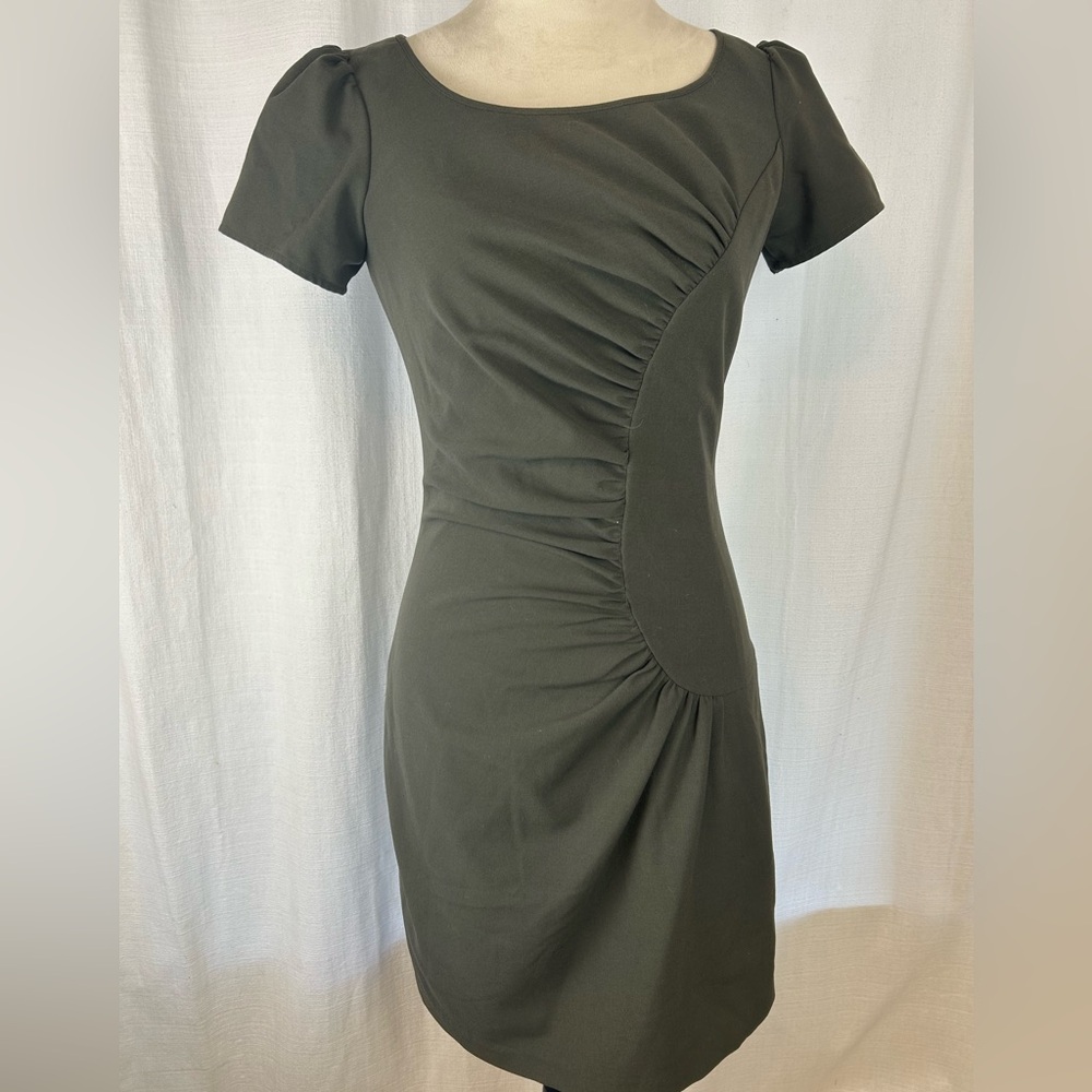 Marc New York Dark Green Gathered Mini Dress